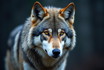 Fototapeta premium A close-up of a magnificent wolf in the wild.