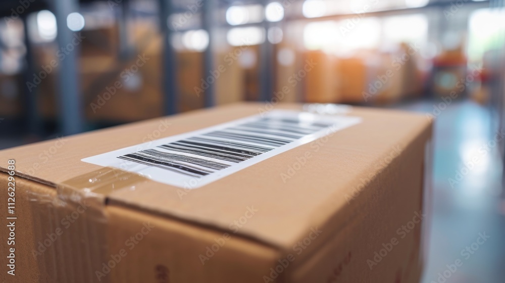 Aufkleber a closeup of a barcode on a product with a caption reading reshoring for faster delivery and lower t