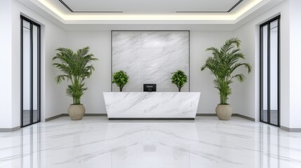 Fototapeta premium Modern Marble Reception Desk Interior Design | Minimalism