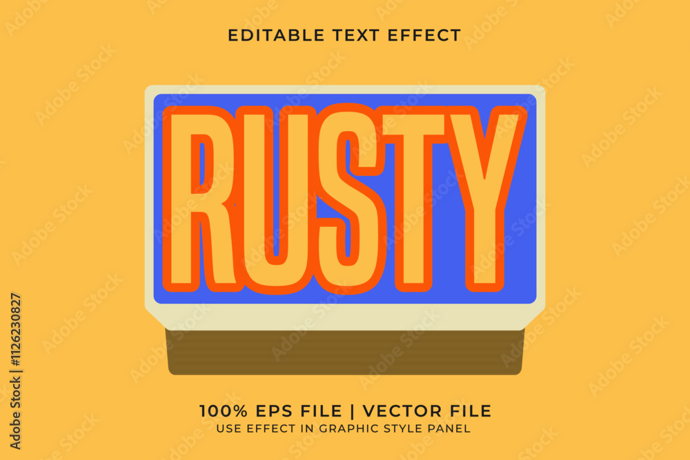 Poster 3d editable vector text effect in retro or vintage style