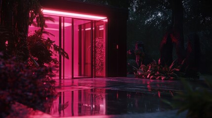 Obraz premium Neon-Lit Tropical Oasis in the Night