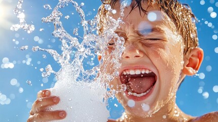 A young boy wincing as cold water touches his sensitive tooth