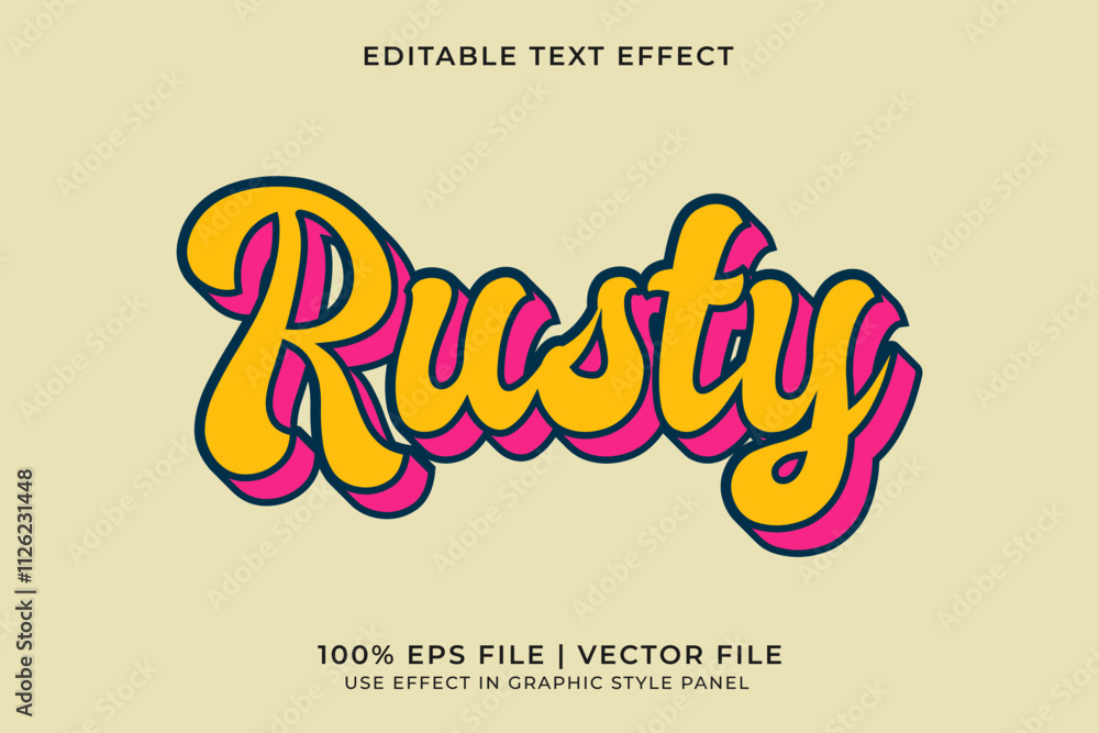 Poster 3d editable vector text effect in retro or vintage style