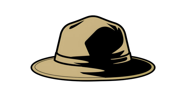 Zookeeper Hat: A khaki-colored safari hat icon with a simple band around the base on white. Generative AI
