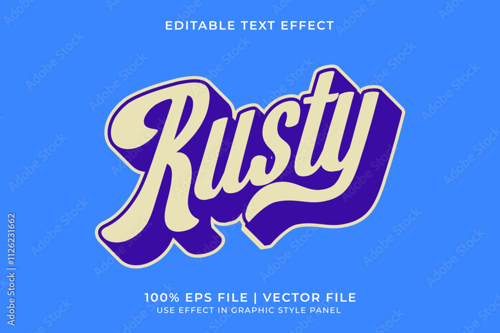Fototapete 3d editable vector text effect in retro or vintage style