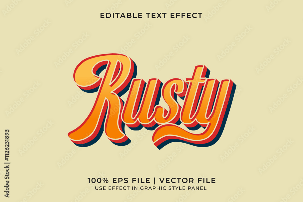 Fototapete 3d editable vector text effect in retro or vintage style