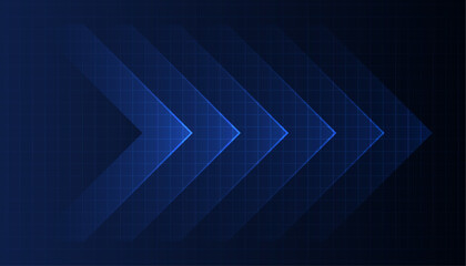 blue glowing arrow light background. Future digital growth technology