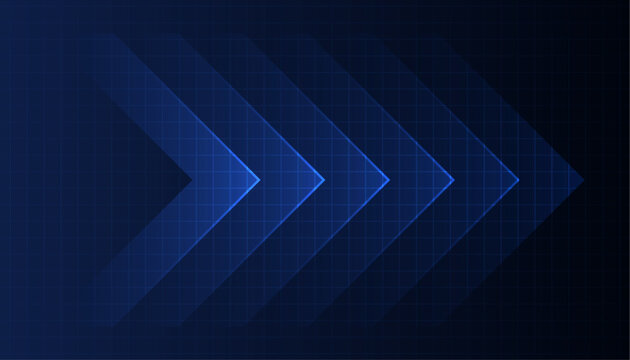 blue glowing arrow light background. Future digital growth technology