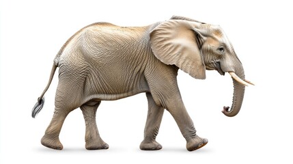 Obraz premium Walking Elephant Isolated On White Background