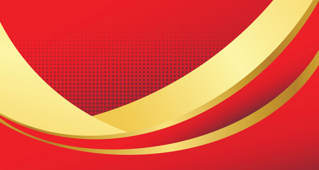 A red and gold wave patterned background with a red and gold color scheme.