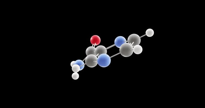 Pyrazinamide molecule, rotating 3D model of antituberculosis agents, looped video on a black background