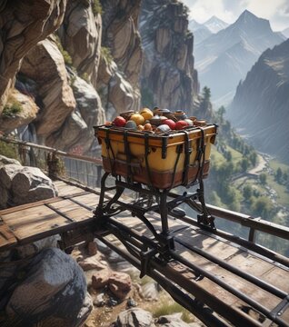 Alpino con attrezzatura per scalatori in una salita, parapetto, ripa, mappa