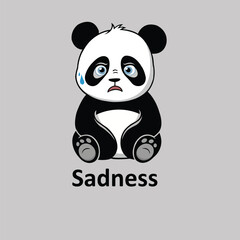 Cute Sad Panda Illustration Vector: Adorable Melancholy Bear Art
