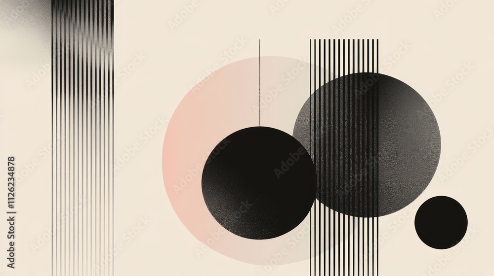 Poster abstract geometric composition with circles and lines