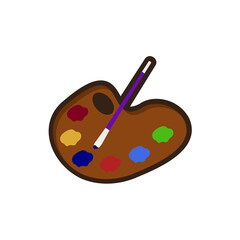 palette and brushes flat icon vector illustration,  School Supplies and classroom themes