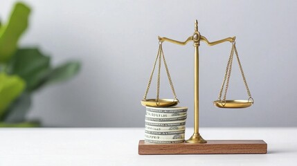 Justice Scales & Money: Business Balance | Conceptual imagery