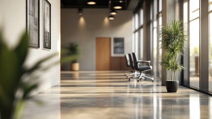 Fototapeta premium Serene and Modern Office Space with Sleek Interior Design