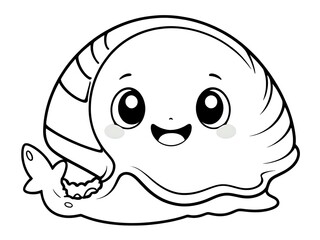 Adorable Cartoon Clam Coloring Page: A Happy Shellfish Character