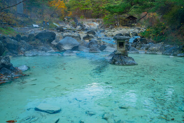 群馬県草津町　草津温泉の西の河原公園の風景