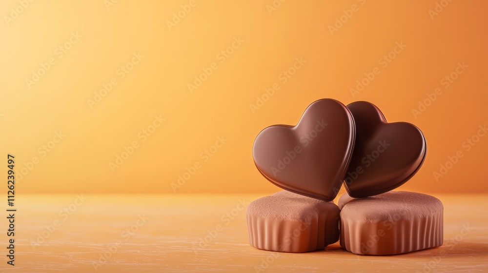 Aufkleber three chocolate hearts are on a table with a yellow background. the hearts are arranged in a way tha