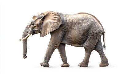 Fototapeta premium African Elephant Walking on White Background