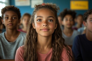 Obraz premium Diverse Students in Classroom Education Learning Girl School Children