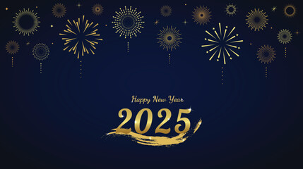 2025 Happy New Year Banner with Festive Elements.Vector Illustration.