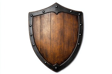 A classic wooden shield with a smooth surface and a slightly curved shape