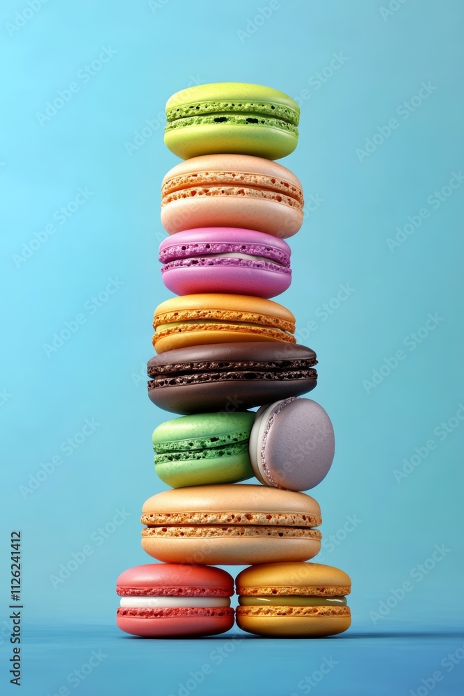 Poster a stack of colorful macarons on top of each other