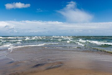 Beach at Skagen in Denmark where two seas meet, namely the Skagerrak and the Kattegat