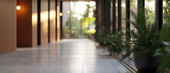 Fototapeta premium Tranquil Hallway in a Tropical Resort