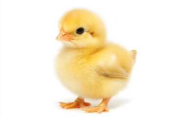 Obraz premium A fluffy yellow chick with small wings and a tiny orange beak