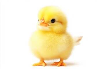 Obraz premium A fluffy yellow chick with small wings and a tiny orange beak