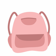 Flat design Illustration of a pink backpack. Illustration of a hand-drawn backpack  