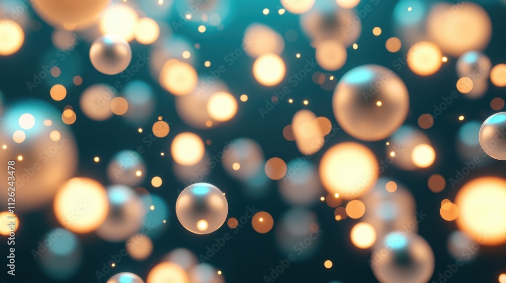 Aufkleber a vibrant display of floating spheres, glowing softly against a dark background, creating a mesmeriz