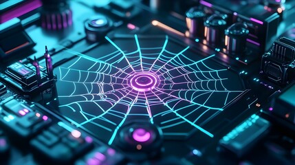 cyberpunk spiderweb network, futuristic tech - cyberpunk