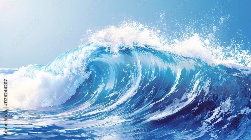 Poster abstract blue wave background with textural element for design