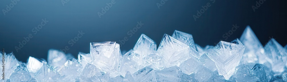 Aufkleber a close-up view of shimmering ice crystals against a soft blue background, creating a serene and coo