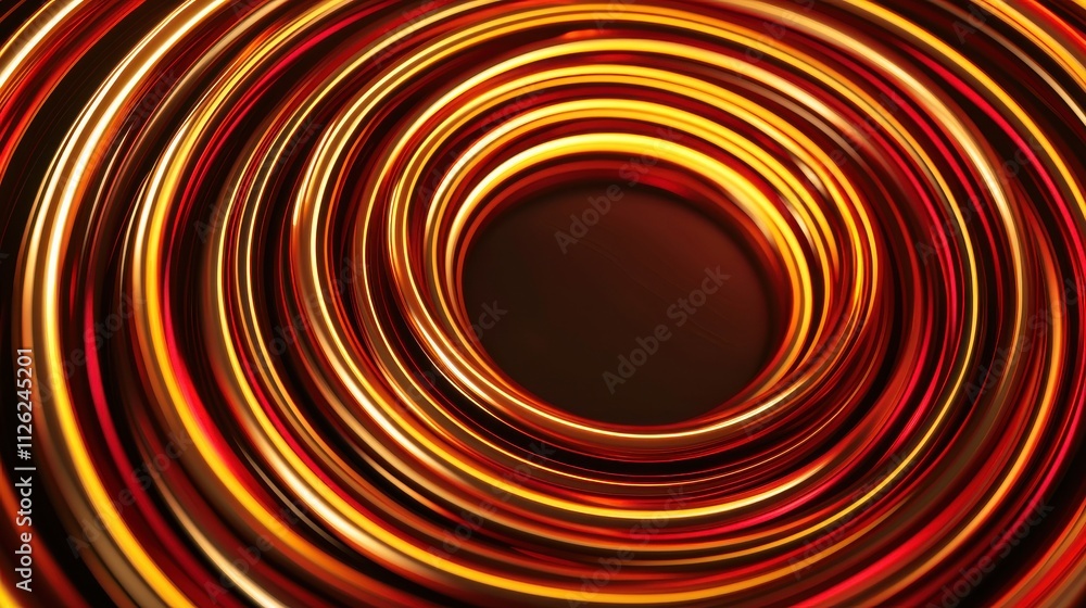Poster vibrant concentric circles in shades of orange and gold create a dynamic, swirling pattern that draw
