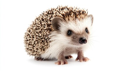Obraz premium Cute Hedgehog with Spiky Fur on White Background