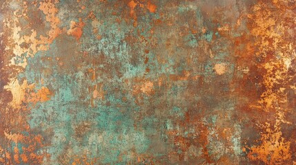Fototapeta premium Grunge copper rusty texture, gold background.