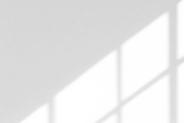 A minimalist image with soft, diffused light casting geometric shadows through a window onto a bare surface.