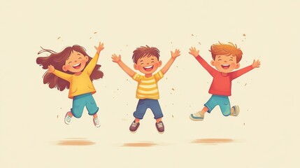 Fototapeta premium Joyful Children Playing in a Fun Vector Illustration Design
