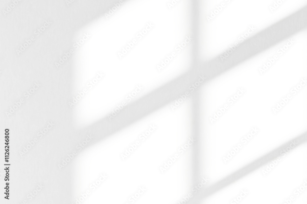 Poster Soft shadows cast on a plain wall creating a dynamic interplay of light and geometry, evoking calm introspection.