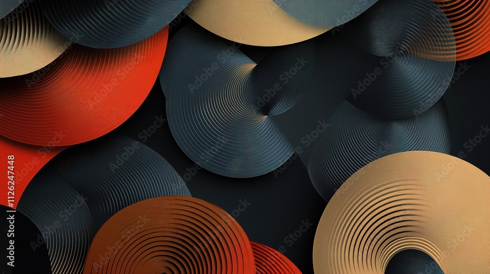 Poster abstract geometric background with circles and lines in bold colors