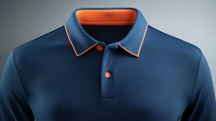 A detailed polo shirt layout showing the front placket and logo-ready design, paired with the smooth back panel for branding ideas