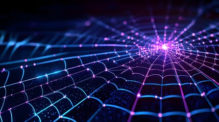 Obraz premium glowing neon web network abstract background - abstract backgrounds