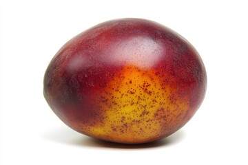 A ripe nectarine with a smooth glossy surface blending warm hues of red