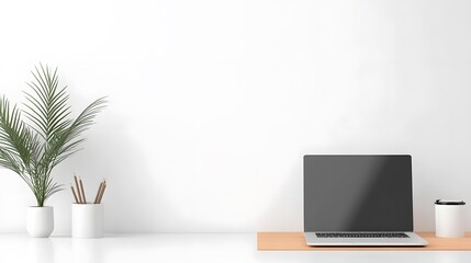 Open workspace with innovative seating and advanced technology, 3D isometric view, white background