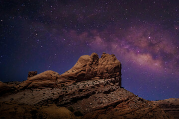 milky way on the sky at stone mountain